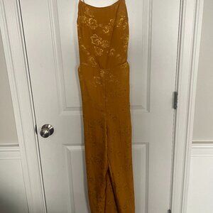 Gold floral jumpsuit